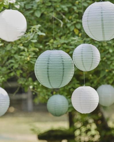 Sage & White Paper Lanterns 8pk