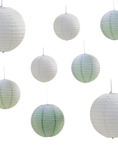 Sage & White Paper Lanterns 8pk