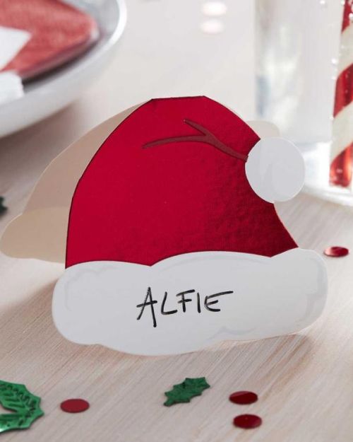 Santa Hat Christmas Place Cards 10pk
