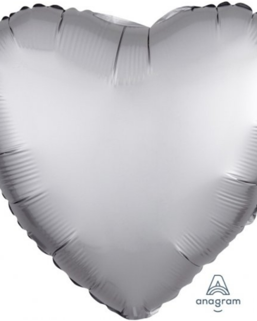 Heart Shaped Foil Balloon – Satin Luxe Platinum