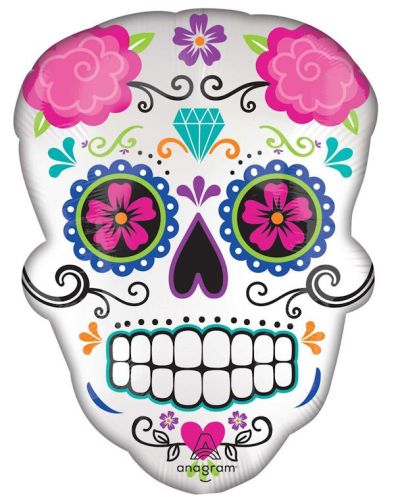 Satin Sugar Skull Shape Foil Balloon