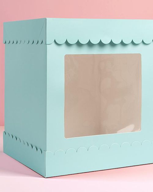 Scalloped 10″ Cake Box – Pastel Blue
