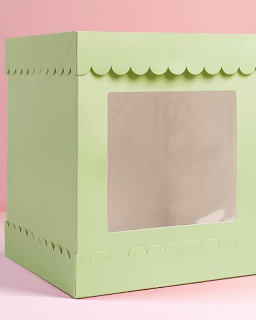 Scalloped 10″ Cake Box – Pastel Green