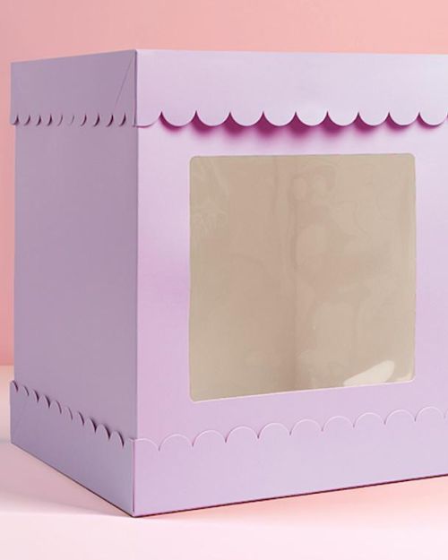 Scalloped 10″ Cake Box – Pastel Lilac