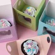 Scalloped Single Cupcake Box 6pk – Pastel Green