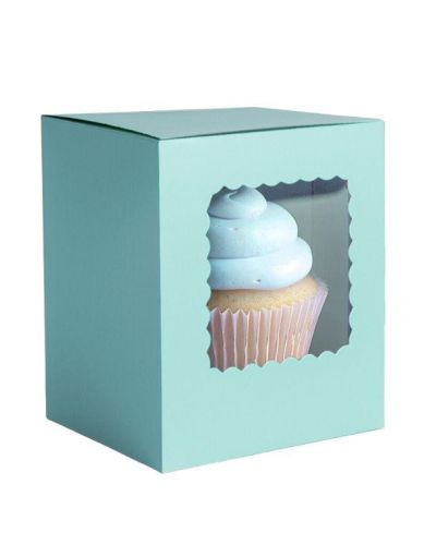 Scalloped Single Cupcake Box 6pk – Pastel Blue
