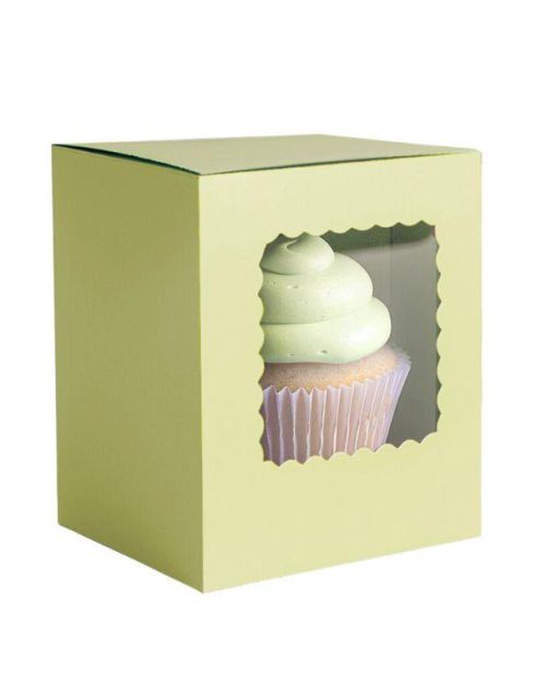 Scalloped Single Cupcake Box 6pk – Pastel Green