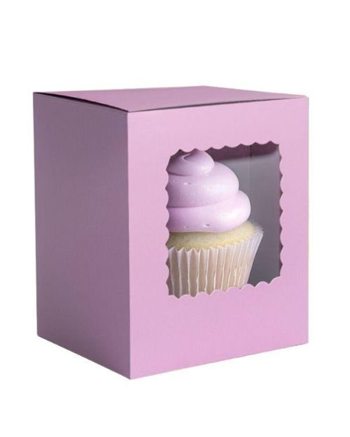 Scalloped Single Cupcake Box 6pk – Pastel Lilac