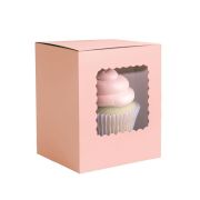 Scalloped Single Cupcake Box 6pk – Pastel Pink