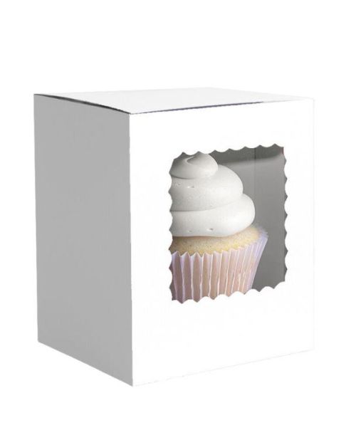 Scalloped Single Cupcake Box 6pk – White