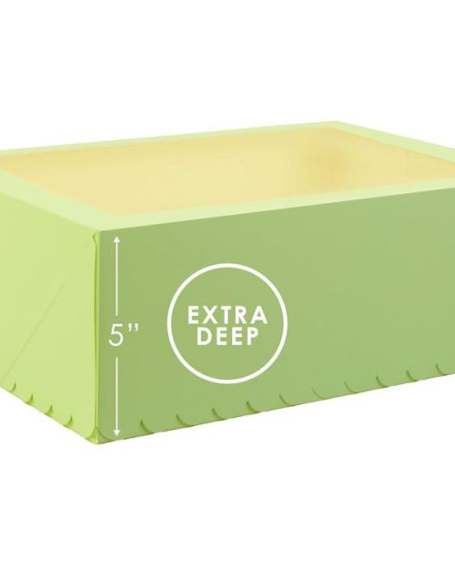 Scalloped Tall 12-Hole Cupcake Box – Pastel Green