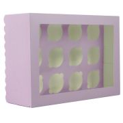 Scalloped Tall 12-Hole Cupcake Box – Pastel Lilac