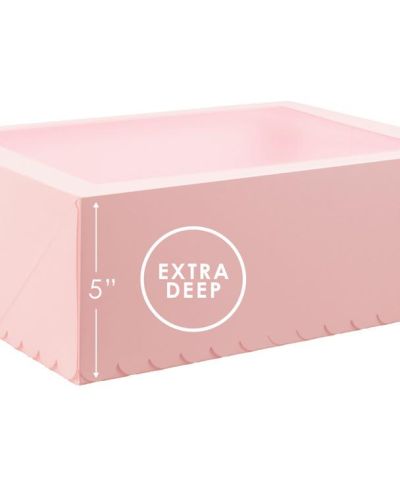 Scalloped Tall 12-Hole Cupcake Box – Pastel Pink