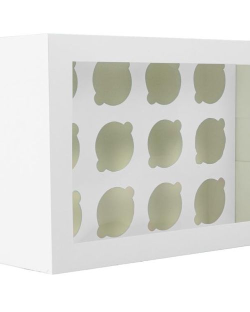 Scalloped Tall 12-Hole Cupcake Box – White