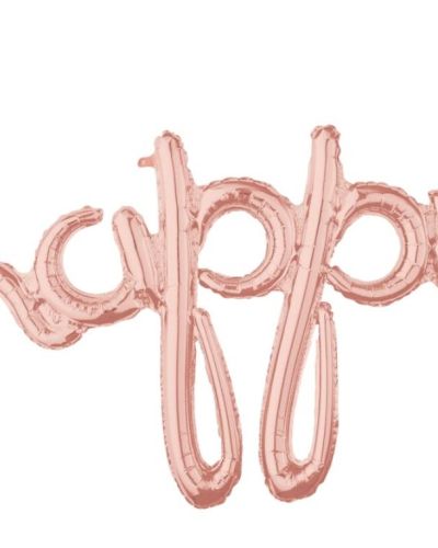 Script Balloon Rose Gold Happy