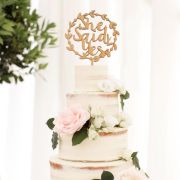She Said Yes Wreath Cake Topper – Wooden