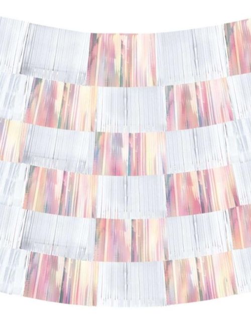 Shimmering Party Iridescent Fringe Banners – White & Pink