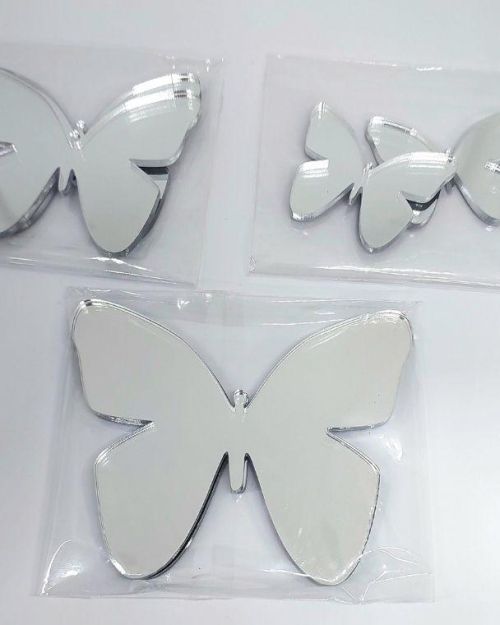 Acrylic Butterflies 6pk – Silver