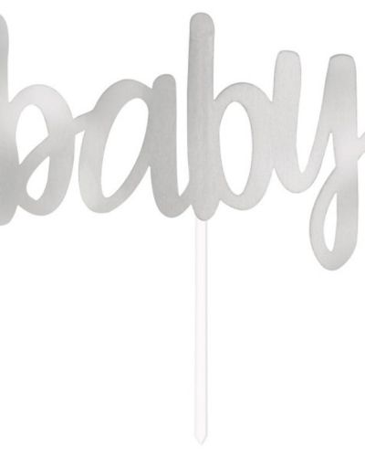 Silver Foil Cake Topper – Baby