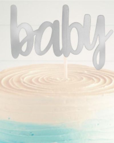Silver Foil Cake Topper – Baby