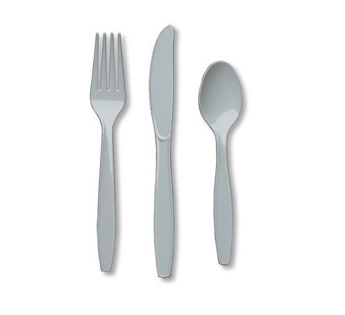 Silver Plastic Cutlery – 24pk