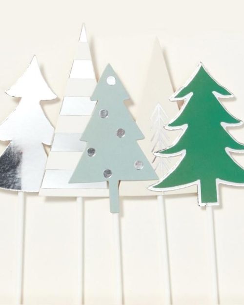 Christmas Trees Cake Topper Set