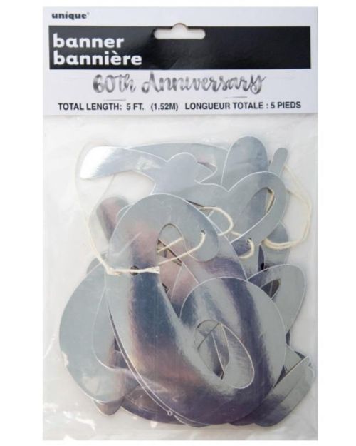 60th Anniversary Silver Foil Banner