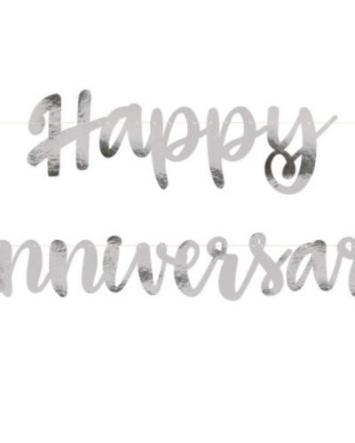 Happy Anniversary Silver Foil Banner