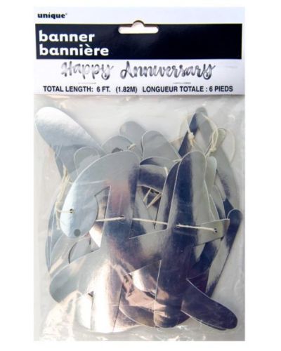 Happy Anniversary Silver Foil Banner
