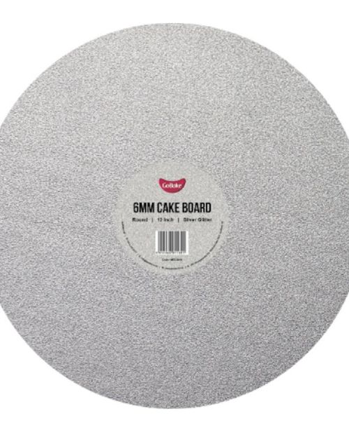 Silver Glitter Round Cake Board 12in