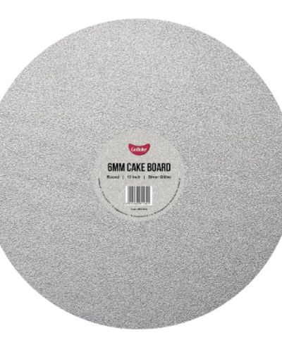 Silver Glitter Round Cake Board 12in