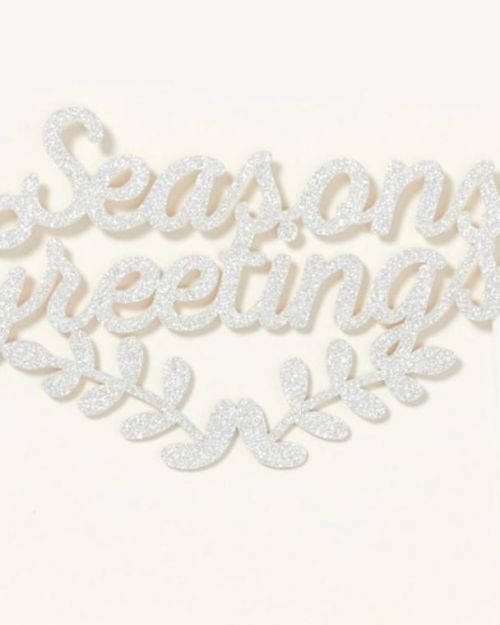 Silver Glitter Season’s Greetings Cake Topper