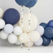 Silver Happy Birthday Balloon Tails 5pk