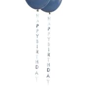 Silver Happy Birthday Balloon Tails 5pk