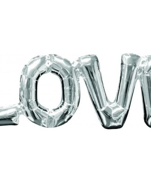 LOVE Shape Foil Balloon – Silver