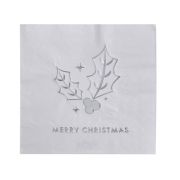 Silver Merry Christmas Beverage Napkins 16pk