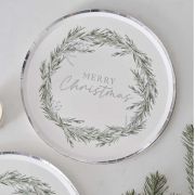 Silver Merry Christmas Plates 8pk