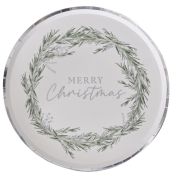 Silver Merry Christmas Plates 8pk