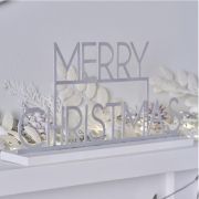 Silver Merry Christmas Sign