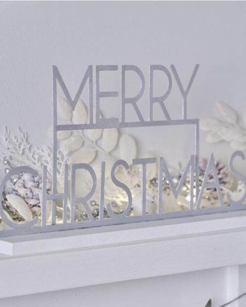 Silver Merry Christmas Sign