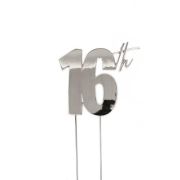 Silver Metal Cake Topper – 16th