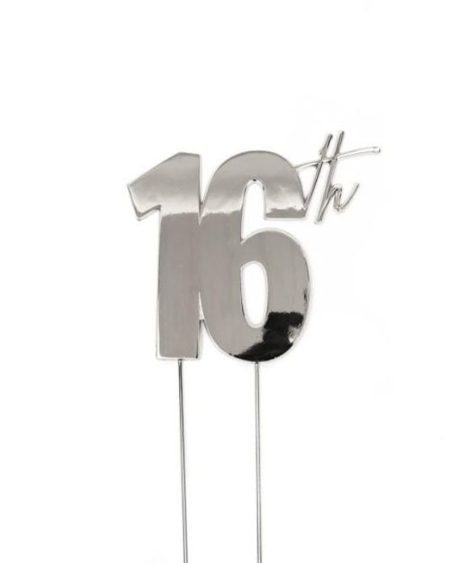 Silver Metal Cake Topper – 16th
