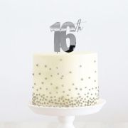 Silver Metal Cake Topper – 16th