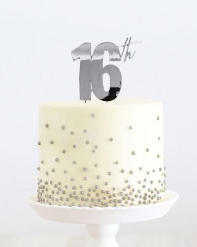 Silver Metal Cake Topper – 16th
