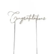 Silver Metal Cake Topper – Congratulations