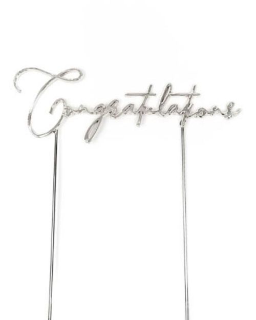 Silver Metal Cake Topper – Congratulations