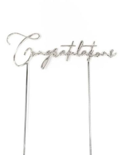 Silver Metal Cake Topper – Congratulations