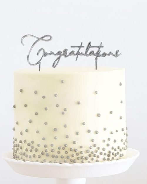 Silver Metal Cake Topper – Congratulations