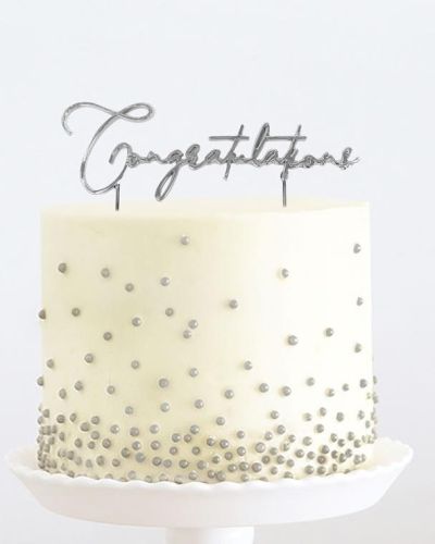 Silver Metal Cake Topper – Congratulations