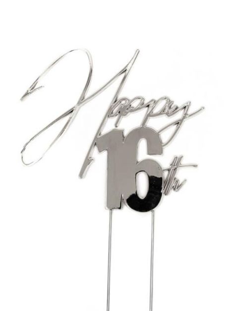 Silver Metal Cake Topper – Happy 16th